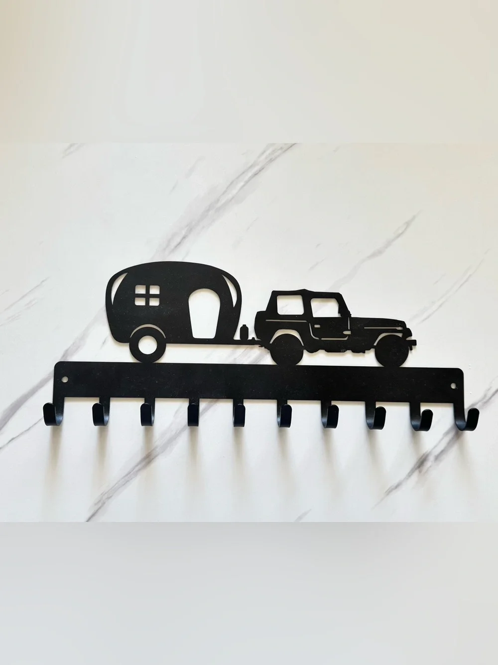 Black Camper and Jeep Wall Hook Rack by